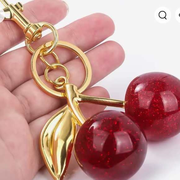 Fashion Delicious Red Cherry Keychain Summer Fruits Cherries Pendant Keyring NIP - Picture 5 of 7